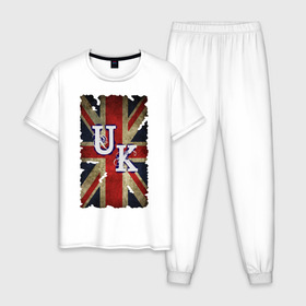 Мужская пижама хлопок с принтом United Kingdom в Тюмени, 100% хлопок | брюки и футболка прямого кроя, без карманов, на брюках мягкая резинка на поясе и по низу штанин
 | britain | great | great britain | kingdom | uk | united | united kingdom | united kingdombritan | англия | британия | великобритания | королевство