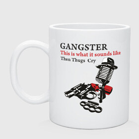 Кружка с принтом Gangster mafia в Тюмени, керамика | объем — 330 мл, диаметр — 80 мм. Принт наносится на бока кружки, можно сделать два разных изображения | gangsters | гангстеры | костет | мафия | оружие | пистолет | револьвер