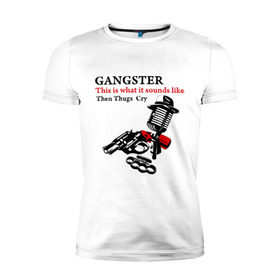 Мужская футболка премиум с принтом Gangster mafia в Тюмени, 92% хлопок, 8% лайкра | приталенный силуэт, круглый вырез ворота, длина до линии бедра, короткий рукав | gangsters | гангстеры | костет | мафия | оружие | пистолет | револьвер