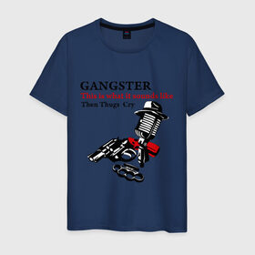 Мужская футболка хлопок с принтом Gangster mafia в Тюмени, 100% хлопок | прямой крой, круглый вырез горловины, длина до линии бедер, слегка спущенное плечо. | gangsters | гангстеры | костет | мафия | оружие | пистолет | револьвер