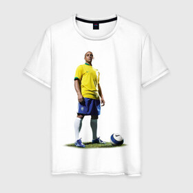 Мужская футболка хлопок с принтом Roberto Carlos в Тюмени, 100% хлопок | прямой крой, круглый вырез горловины, длина до линии бедер, слегка спущенное плечо. | Тематика изображения на принте: 