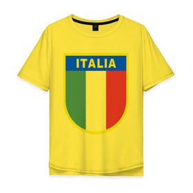 Мужская футболка хлопок Oversize с принтом Италия в Тюмени, 100% хлопок | свободный крой, круглый ворот, “спинка” длиннее передней части | Тематика изображения на принте: государство | европа | европейский | италия | флаг