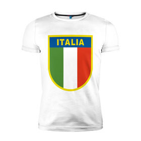 Мужская футболка премиум с принтом Италия в Тюмени, 92% хлопок, 8% лайкра | приталенный силуэт, круглый вырез ворота, длина до линии бедра, короткий рукав | государство | европа | европейский | италия | флаг