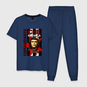 Мужская пижама хлопок с принтом Che Guevara (4) в Тюмени, 100% хлопок | брюки и футболка прямого кроя, без карманов, на брюках мягкая резинка на поясе и по низу штанин
 | че гевара