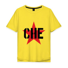 Мужская футболка хлопок Oversize с принтом Че Гевара - звезда в Тюмени, 100% хлопок | свободный крой, круглый ворот, “спинка” длиннее передней части | Тематика изображения на принте: che | cuba | guevara | гевара | звезда | куба | че