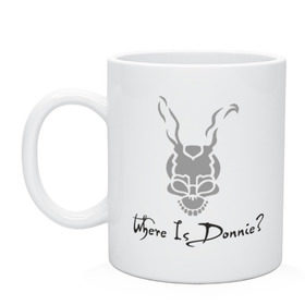 Кружка с принтом Donnie Darko - Where Is Donnie? в Тюмени, керамика | объем — 330 мл, диаметр — 80 мм. Принт наносится на бока кружки, можно сделать два разных изображения | donnie darko | дони дарко | донни дарко