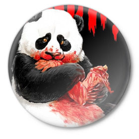 Значок с принтом Панда (3) в Тюмени,  металл | круглая форма, металлическая застежка в виде булавки | панда