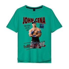 Мужская футболка хлопок Oversize с принтом John Cena Extreme Rules в Тюмени, 100% хлопок | свободный крой, круглый ворот, “спинка” длиннее передней части | wwe | бои без правил | джон сина