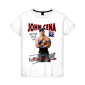 Женская футболка хлопок с принтом John Cena Extreme Rules в Тюмени, 100% хлопок | прямой крой, круглый вырез горловины, длина до линии бедер, слегка спущенное плечо | wwe | бои без правил | джон сина