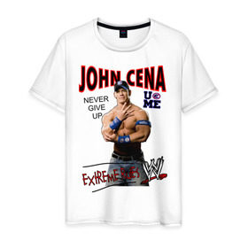 Мужская футболка хлопок с принтом John Cena Extreme Rules в Тюмени, 100% хлопок | прямой крой, круглый вырез горловины, длина до линии бедер, слегка спущенное плечо. | wwe | бои без правил | джон сина