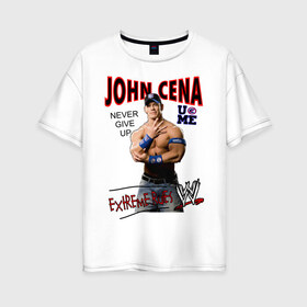 Женская футболка хлопок Oversize с принтом John Cena Extreme Rules в Тюмени, 100% хлопок | свободный крой, круглый ворот, спущенный рукав, длина до линии бедер
 | wwe | бои без правил | джон сина