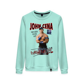 Женский свитшот хлопок с принтом John Cena Extreme Rules в Тюмени, 100% хлопок | прямой крой, круглый вырез, на манжетах и по низу широкая трикотажная резинка  | wwe | бои без правил | джон сина