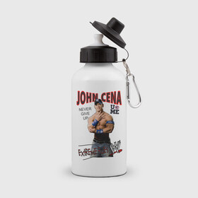 Бутылка спортивная с принтом John Cena Extreme Rules в Тюмени, металл | емкость — 500 мл, в комплекте две пластиковые крышки и карабин для крепления | Тематика изображения на принте: джон сина