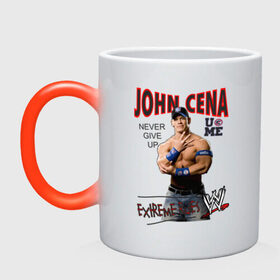 Кружка хамелеон с принтом John Cena Extreme Rules в Тюмени, керамика | меняет цвет при нагревании, емкость 330 мл | Тематика изображения на принте: джон сина