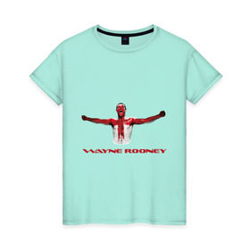 Женская футболка хлопок с принтом Wayne Rooney в Тюмени, 100% хлопок | прямой крой, круглый вырез горловины, длина до линии бедер, слегка спущенное плечо | england | footballplayer | wayne rooney | английский футбол | англия | вайни руни | евро 2012 | сборная англии | фк англии