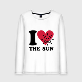 Женский лонгслив хлопок с принтом I love the sun - Я люблю солнце в Тюмени, 100% хлопок |  | i love | sun | небо | погода | светить | солнечный | солнце | солнышко | я люблю солнце