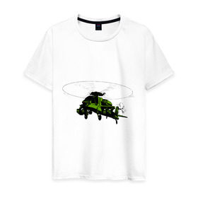 Мужская футболка хлопок с принтом Вертолёт в Тюмени, 100% хлопок | прямой крой, круглый вырез горловины, длина до линии бедер, слегка спущенное плечо. | helicopter | армия | ввс | вертолет | вертушка | воздушные силы