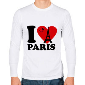 Мужской лонгслив хлопок с принтом Я люблю Париж в Тюмени, 100% хлопок |  | paris | париж | франция france | эйфелева башня | я люблю