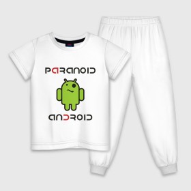 Детская пижама хлопок с принтом Paranoid android в Тюмени, 100% хлопок |  брюки и футболка прямого кроя, без карманов, на брюках мягкая резинка на поясе и по низу штанин
 | paranoid android | админу | андроид | параноик | прикольные