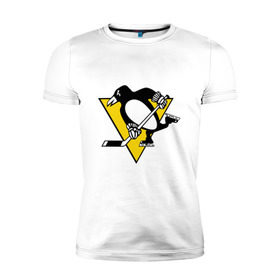 Мужская футболка премиум с принтом Pittsburgh Penguins в Тюмени, 92% хлопок, 8% лайкра | приталенный силуэт, круглый вырез ворота, длина до линии бедра, короткий рукав | пингвин