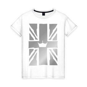 Женская футболка хлопок с принтом Королевский флаг Великобритании в Тюмени, 100% хлопок | прямой крой, круглый вырез горловины, длина до линии бедер, слегка спущенное плечо | britain | britan | great | great britain | kingdom | uk | united | англия | британия | британский флаг | великобритания | иunited kingdom | королевский флаг | королевский флаг великобритании | королевство | флаг великобритани