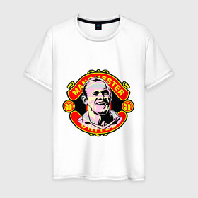 Мужская футболка хлопок с принтом Rooney-ManUnited в Тюмени, 100% хлопок | прямой крой, круглый вырез горловины, длина до линии бедер, слегка спущенное плечо. | footballplayer | manchester united | евро 2012 | лондонский фк | манчестер юнайтед