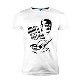 Мужская футболка премиум с принтом Metallica (Джеймс Хэтфилд) в Тюмени, 92% хлопок, 8% лайкра | приталенный силуэт, круглый вырез ворота, длина до линии бедра, короткий рукав | металлика