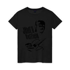 Женская футболка хлопок с принтом Metallica (Джеймс Хэтфилд) в Тюмени, 100% хлопок | прямой крой, круглый вырез горловины, длина до линии бедер, слегка спущенное плечо | металлика