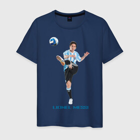 Мужская футболка хлопок с принтом Lionel Messi - Argentina в Тюмени, 100% хлопок | прямой крой, круглый вырез горловины, длина до линии бедер, слегка спущенное плечо. | месси