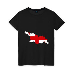 Женская футболка хлопок с принтом Грузия (Georgia) в Тюмени, 100% хлопок | прямой крой, круглый вырез горловины, длина до линии бедер, слегка спущенное плечо | georgia | грузия | карта грузии | флаг грузии