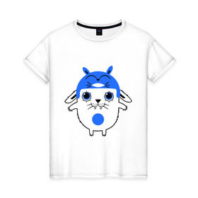 Женская футболка хлопок с принтом Totoro в Тюмени, 100% хлопок | прямой крой, круглый вырез горловины, длина до линии бедер, слегка спущенное плечо | заяц