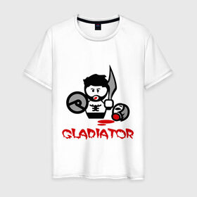 Мужская футболка хлопок с принтом Gladiator (Гладиатор) в Тюмени, 100% хлопок | прямой крой, круглый вырез горловины, длина до линии бедер, слегка спущенное плечо. | gladiator | гладиатор
