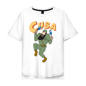 Мужская футболка хлопок Oversize с принтом Cuba - Fidel Castro в Тюмени, 100% хлопок | свободный крой, круглый ворот, “спинка” длиннее передней части | Тематика изображения на принте: castro | cuba | fidel | кастро | куба | лидер | фидель