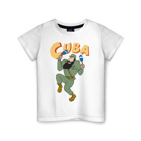 Детская футболка хлопок с принтом Cuba - Fidel Castro в Тюмени, 100% хлопок | круглый вырез горловины, полуприлегающий силуэт, длина до линии бедер | Тематика изображения на принте: castro | cuba | fidel | кастро | куба | лидер | фидель