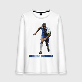 Мужской лонгслив хлопок с принтом Didier Drogba - Chelsea в Тюмени, 100% хлопок |  | 