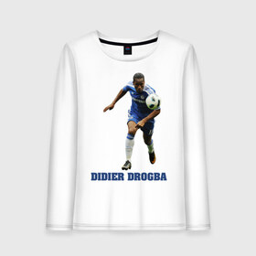 Женский лонгслив хлопок с принтом Didier Drogba - Chelsea в Тюмени, 100% хлопок |  | 