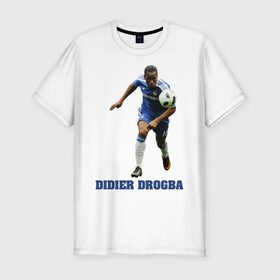 Мужская футболка премиум с принтом Didier Drogba - Chelsea в Тюмени, 92% хлопок, 8% лайкра | приталенный силуэт, круглый вырез ворота, длина до линии бедра, короткий рукав | 