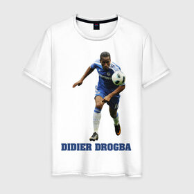 Мужская футболка хлопок с принтом Didier Drogba - Chelsea в Тюмени, 100% хлопок | прямой крой, круглый вырез горловины, длина до линии бедер, слегка спущенное плечо. | 
