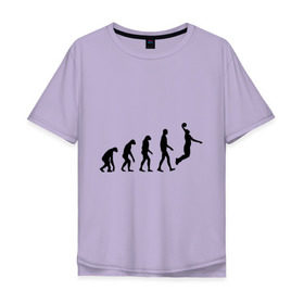 Мужская футболка хлопок Oversize с принтом Баскетбольная эволюция в Тюмени, 100% хлопок | свободный крой, круглый ворот, “спинка” длиннее передней части | Тематика изображения на принте: баскетбол | баскетболист | дарвин | человек | эволюция
