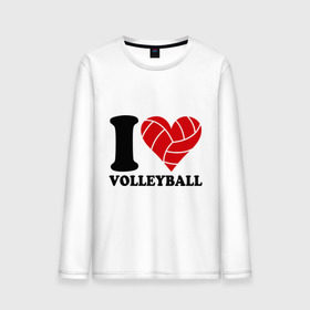 Мужской лонгслив хлопок с принтом I love volleyball - Я люблю волейбол в Тюмени, 100% хлопок |  | Тематика изображения на принте: волейбол