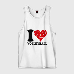 Мужская майка хлопок с принтом I love volleyball - Я люблю волейбол в Тюмени, 100% хлопок |  | Тематика изображения на принте: волейбол