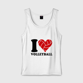 Женская майка хлопок с принтом I love volleyball - Я люблю волейбол в Тюмени, 95% хлопок, 5% эластан |  | Тематика изображения на принте: волейбол