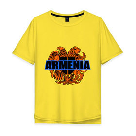Мужская футболка хлопок Oversize с принтом Армения в Тюмени, 100% хлопок | свободный крой, круглый ворот, “спинка” длиннее передней части | armenia | армянин | герб армении