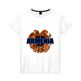Женская футболка хлопок с принтом Армения в Тюмени, 100% хлопок | прямой крой, круглый вырез горловины, длина до линии бедер, слегка спущенное плечо | armenia | армянин | герб армении