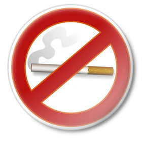 Значок с принтом Не курить! в Тюмени,  металл | круглая форма, металлическая застежка в виде булавки | no smoking | знаки | предупреждение