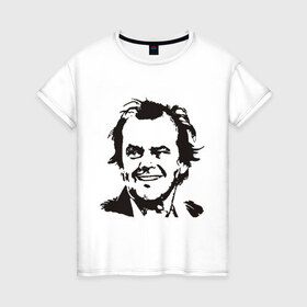 Женская футболка хлопок с принтом Джек Николсон в Тюмени, 100% хлопок | прямой крой, круглый вырез горловины, длина до линии бедер, слегка спущенное плечо | 