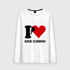 Мужской лонгслив хлопок с принтом I love rock climbing - Я люблю скалолазание в Тюмени, 100% хлопок |  | Тематика изображения на принте: i love | rock climbing | скалолазание | я люблю