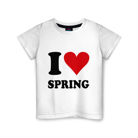 Детская футболка хлопок с принтом I love spring - Я люблю весну в Тюмени, 100% хлопок | круглый вырез горловины, полуприлегающий силуэт, длина до линии бедер | i love | spring | весенний | весна | время года | люблю весну