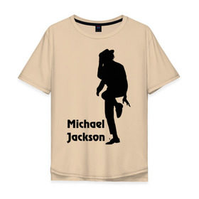 Мужская футболка хлопок Oversize с принтом Michael Jackson (15) в Тюмени, 100% хлопок | свободный крой, круглый ворот, “спинка” длиннее передней части | Тематика изображения на принте: michael jackson | pop | король | легенда | майкл джексон | поп | силуэт