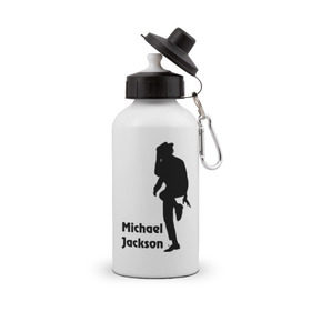 Бутылка спортивная с принтом Michael Jackson (15) в Тюмени, металл | емкость — 500 мл, в комплекте две пластиковые крышки и карабин для крепления | michael jackson | pop | король | легенда | майкл джексон | поп | силуэт